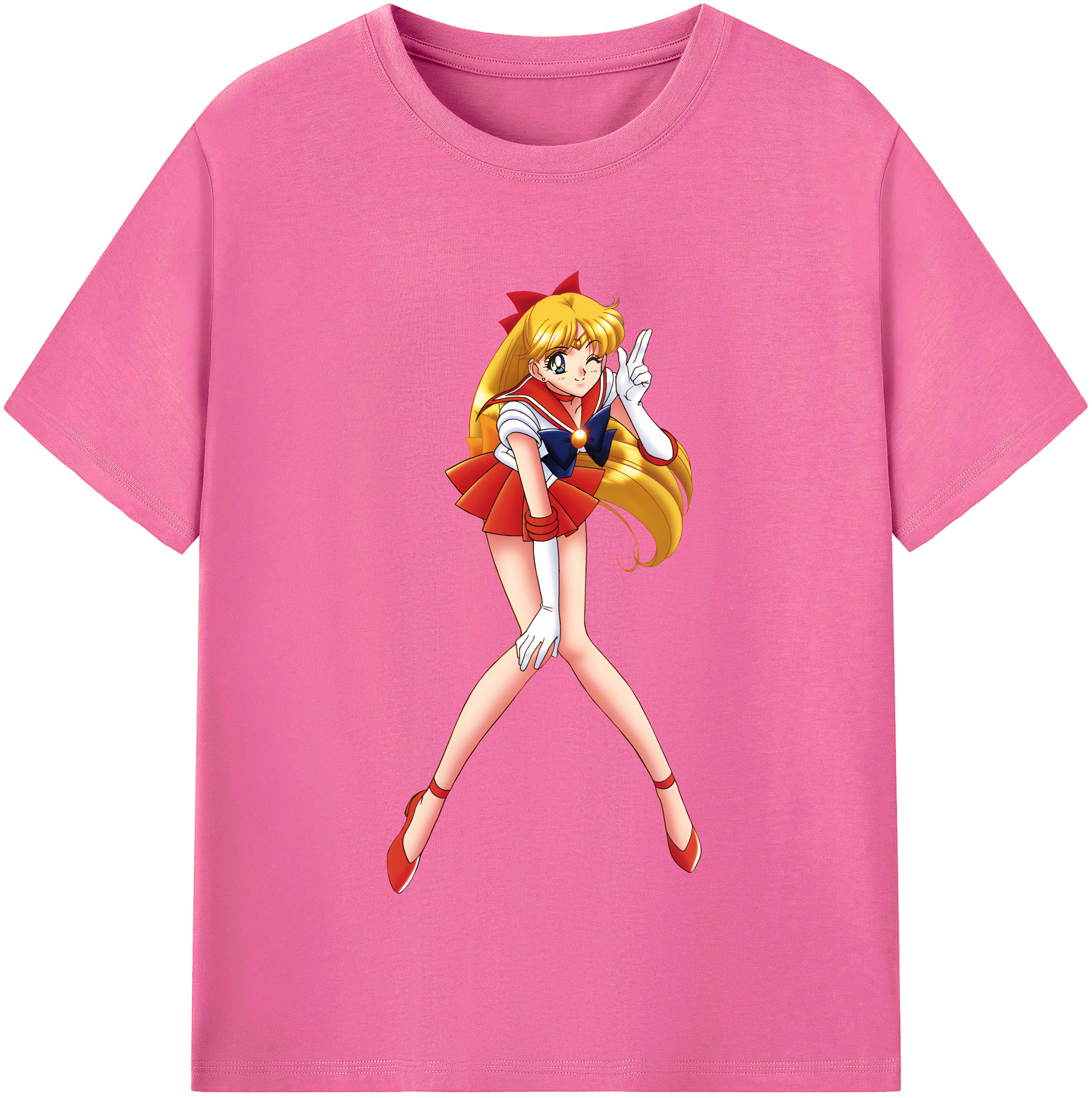 （画像用） 美少女戦士セーラームーン 愛野 美奈子 あいの みなこ Sailor Moon Aino Minako レディースカジュアルプリントTシャツ（綿100％）